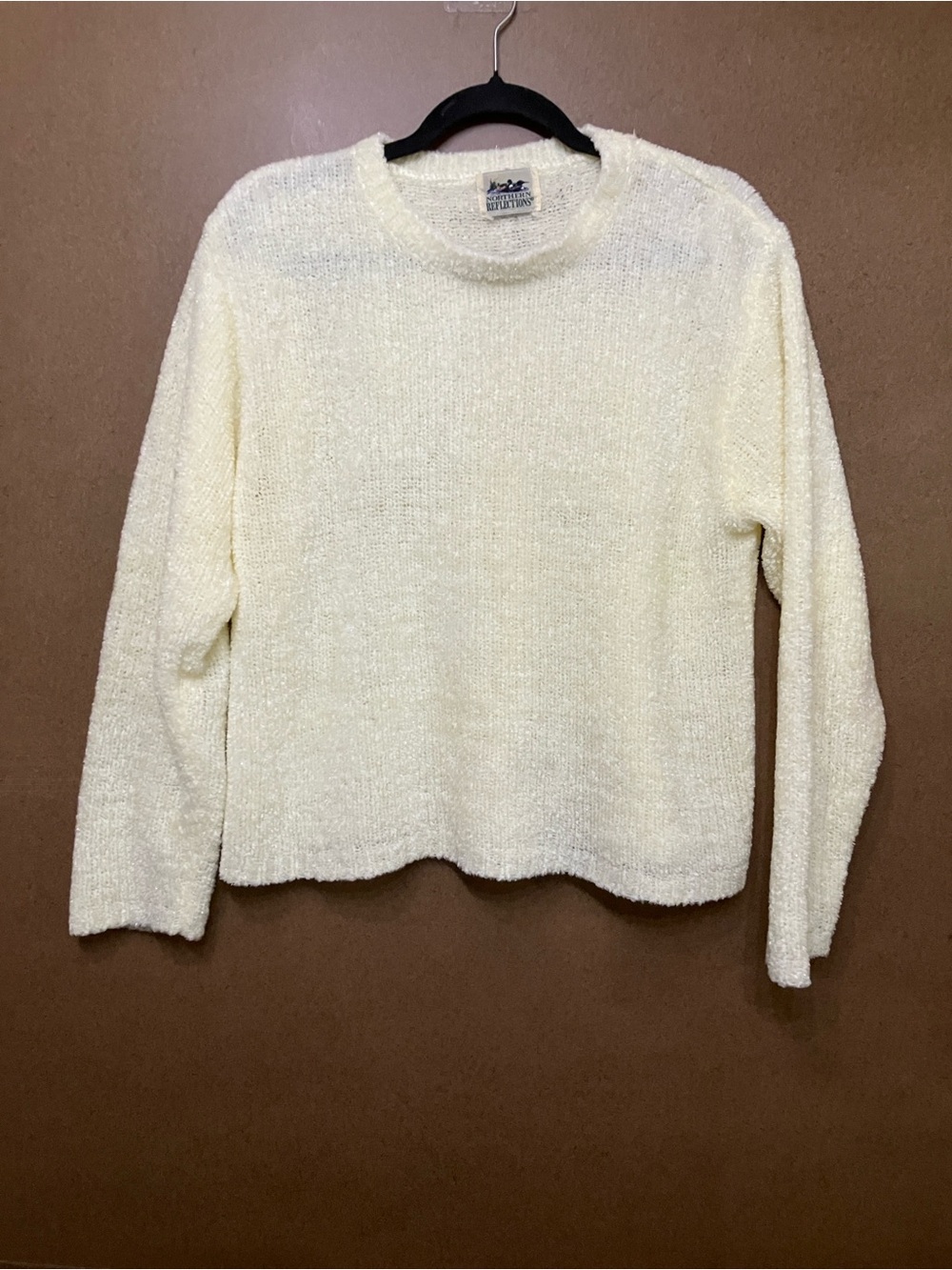 croft & barrow Cream Bouclé Crewneck Sweater - Picture 9 of 9